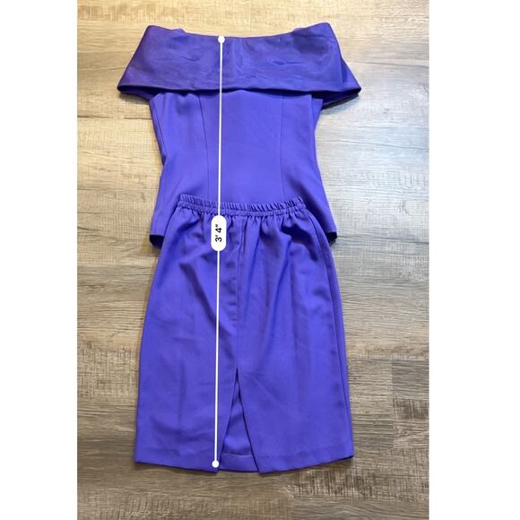 VTG 80's Michael Marcella Purple Off Shoulder Top w/Bow & Pencil Skirt Suit 4 - Picture 14 of 15